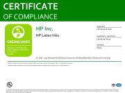 Международный сертификат на латексные чернила HP, 2022 год